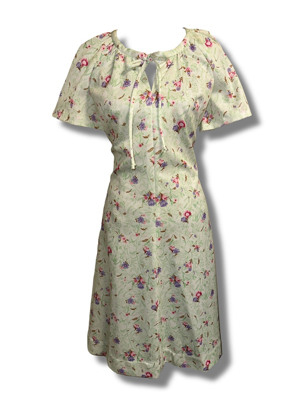 Vtg 70s Handmade Floral Dress
